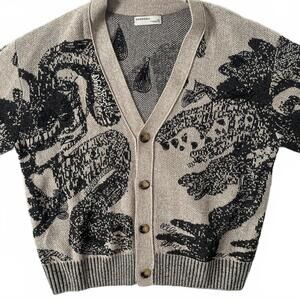 Domrebel Beige and Black F24 HAO Wool Blend Knit Cardigan - XXL EUC